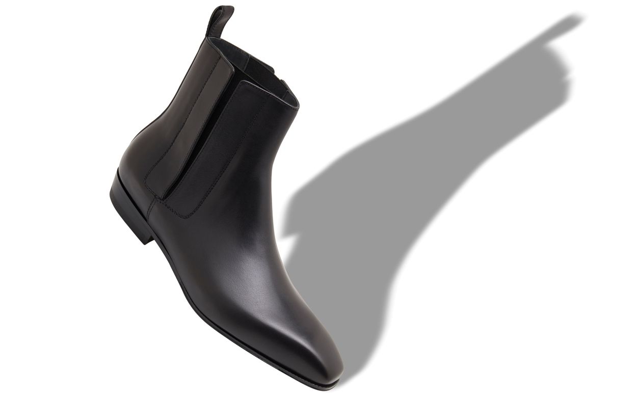 Schwarze Kalbsleder-Wellenstiefel