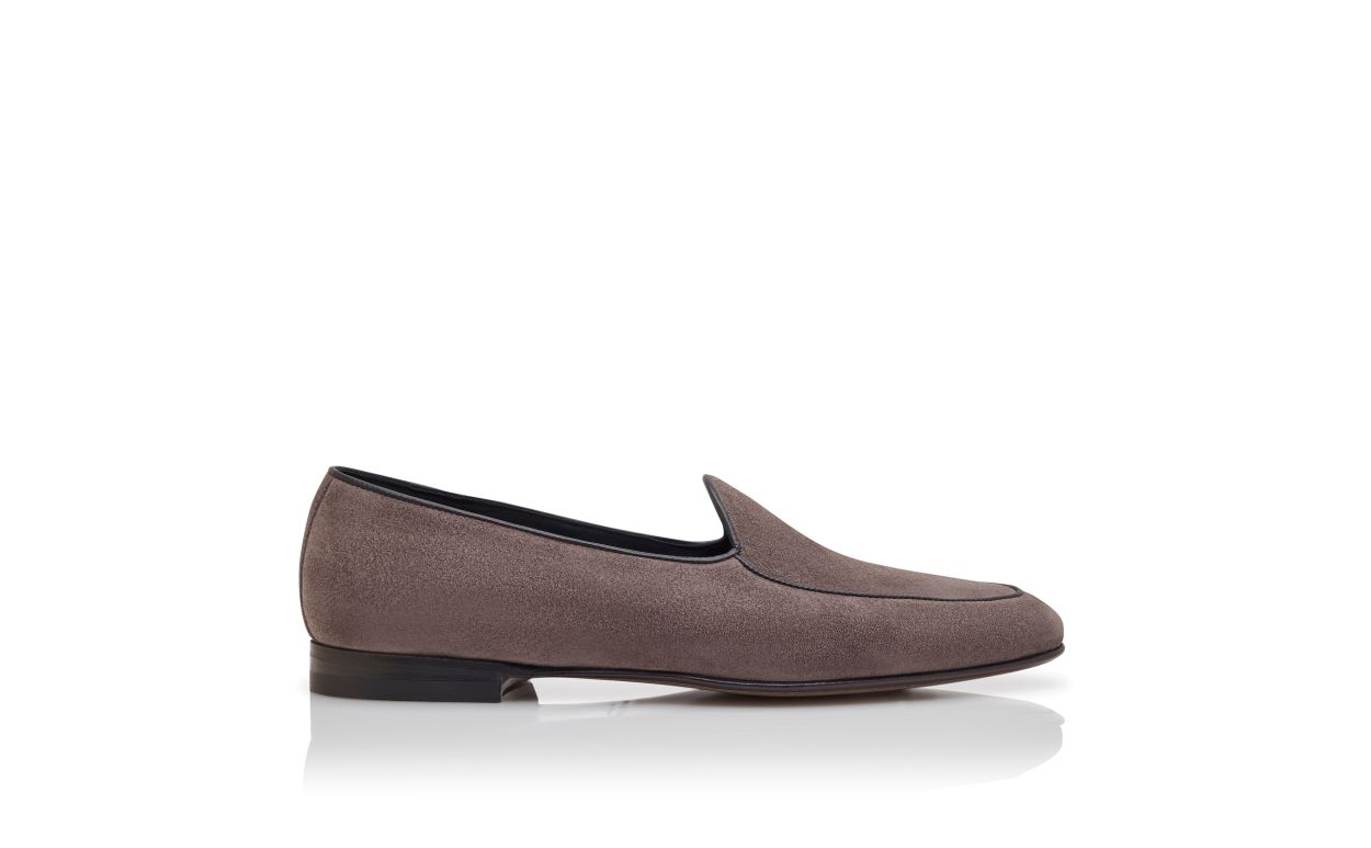 Graue Leder-Loafers