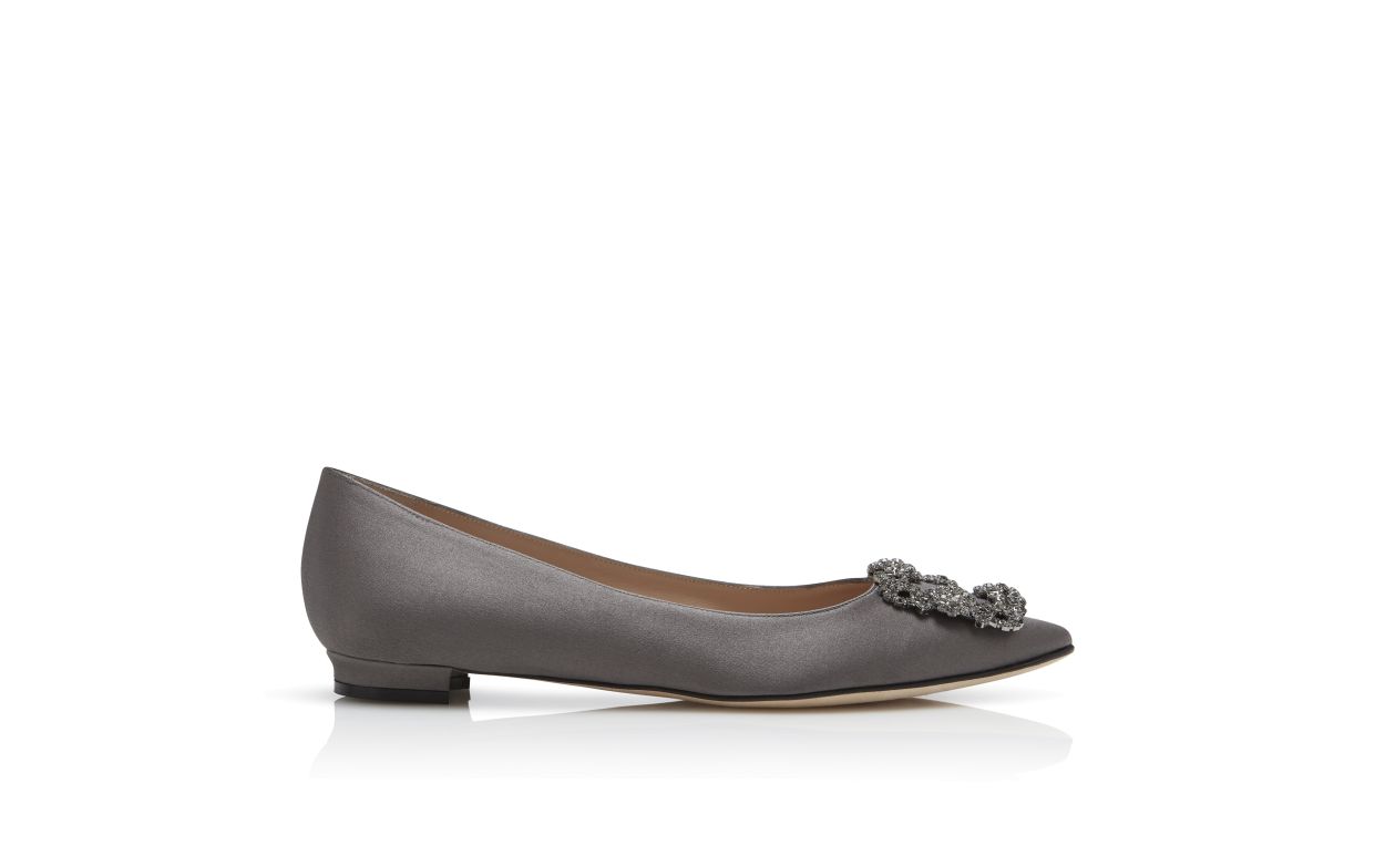 Graue Satin-Perlen-Schuhspitze-Pumps