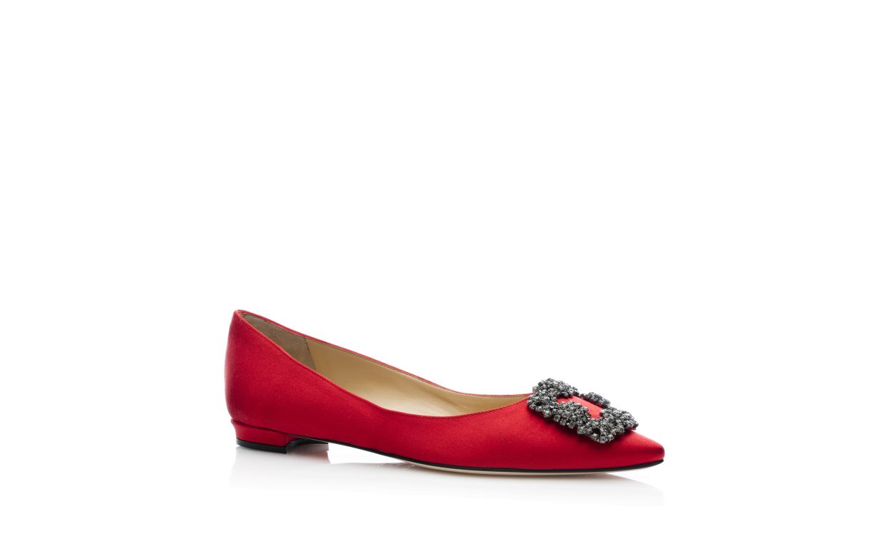 Rote Satin-Steck-Schuhpumps