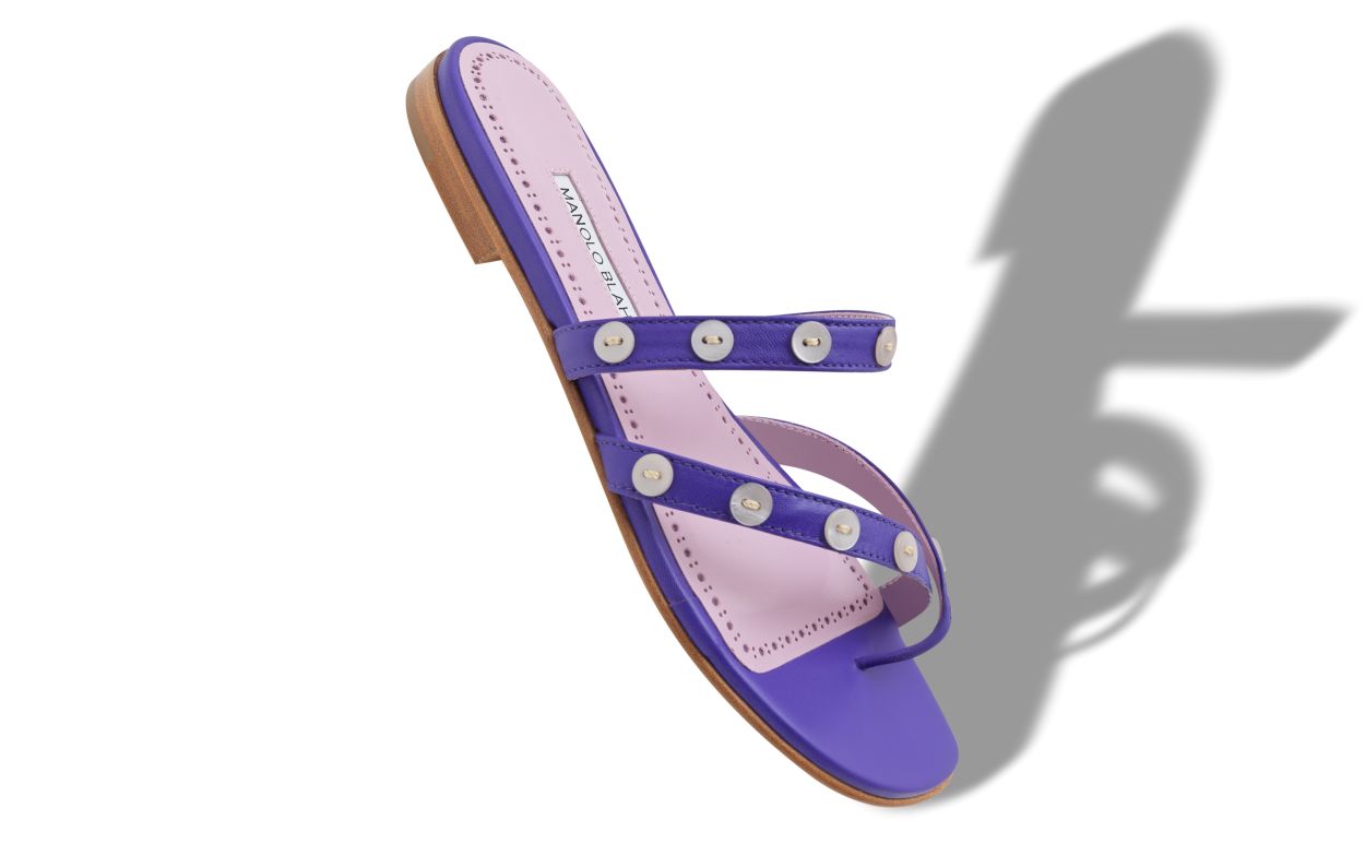 Lila Nappa-Leder-Plattform-Sandalen