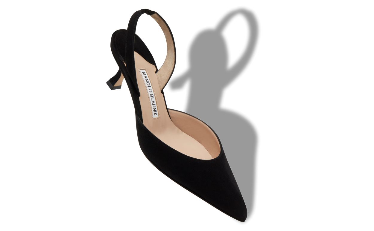 Schwarze Suede-Slingback-Pumps