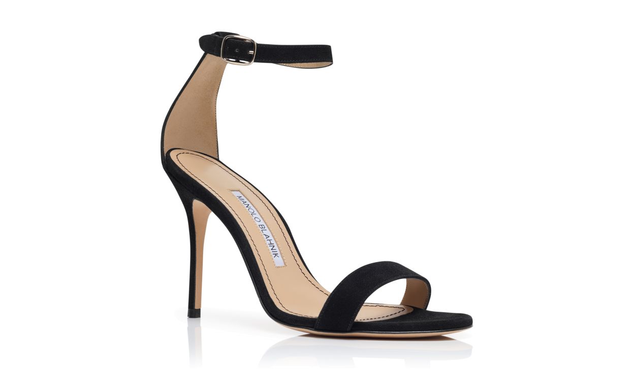Schwarze Wildledersandalen mit Knöchelriemen