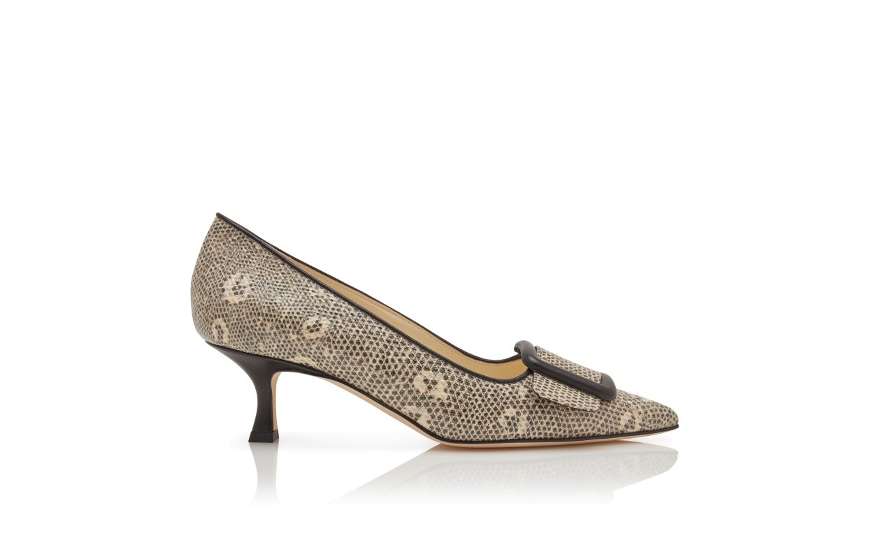 Lizard-Print-Pumps aus Kalbsleder