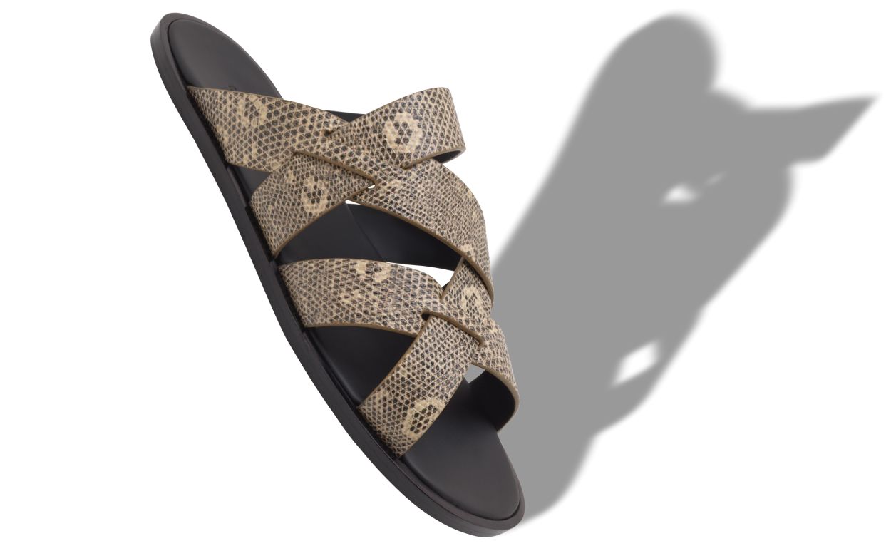 Lizard-Print-Kalbleder-Crossover-Sandalen
