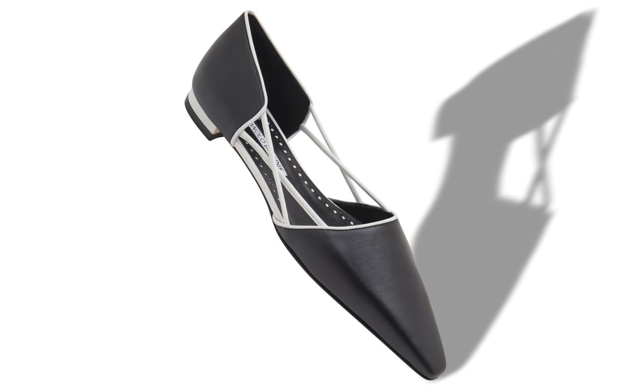 Schwarze Nappa-Leder-Flachpumps