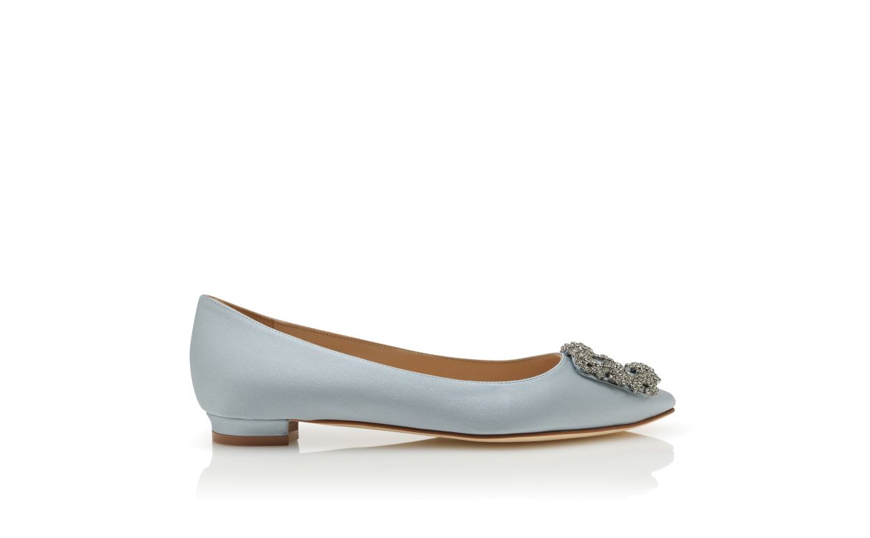Leichtblau Satin Jewel Schnalle Flache Pumps
