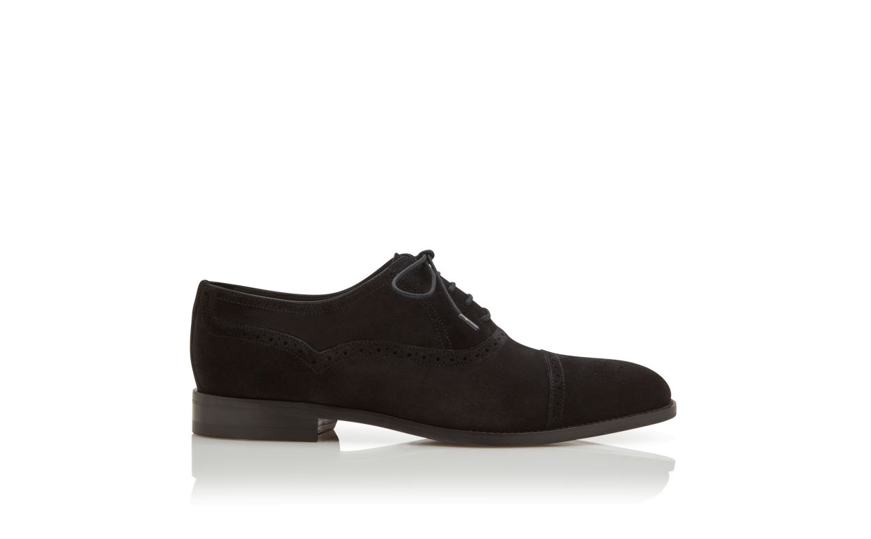 Schwarze Wildleder-Kap-Toe-Oxfords