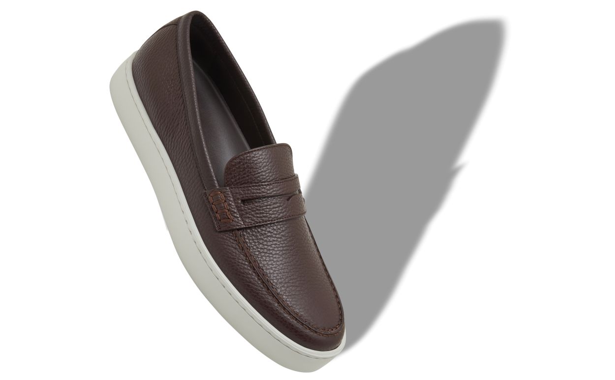 Dunkelbraune Kalbsleder-Slip-On-Loafer