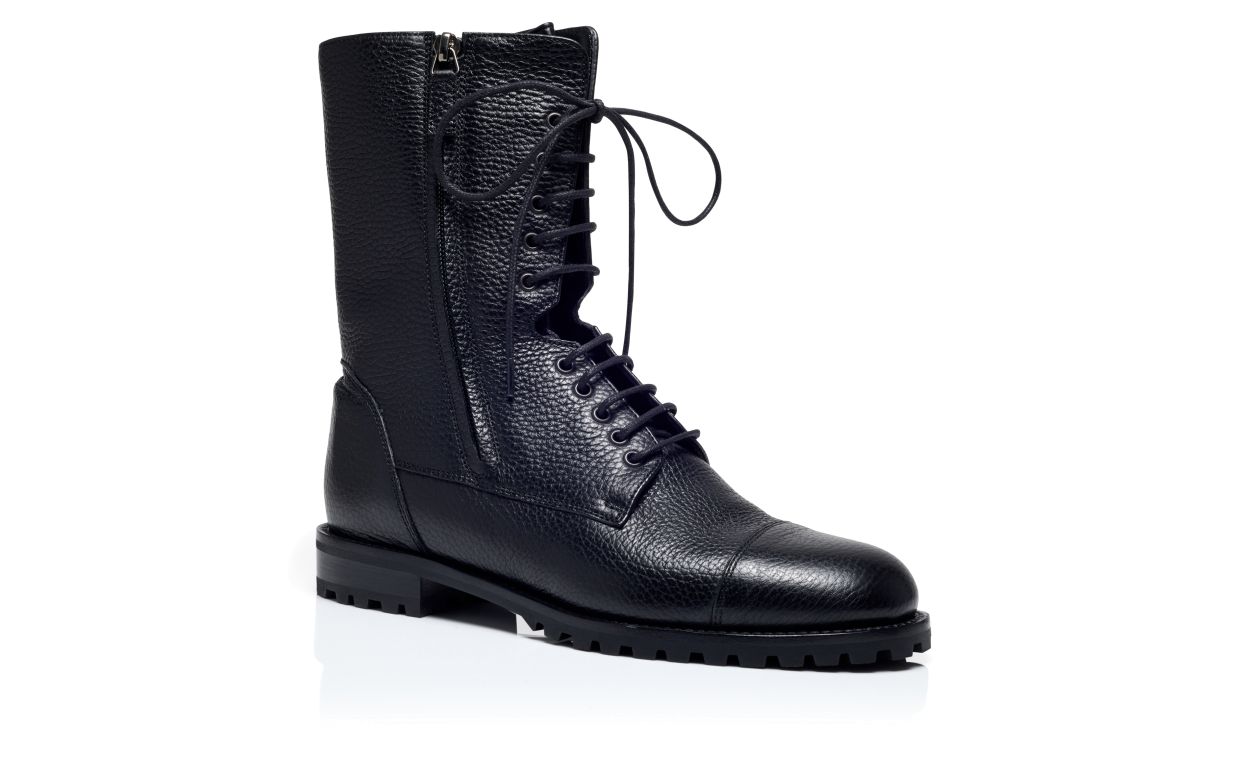 Schwarze Kalbleder Militärstiefel