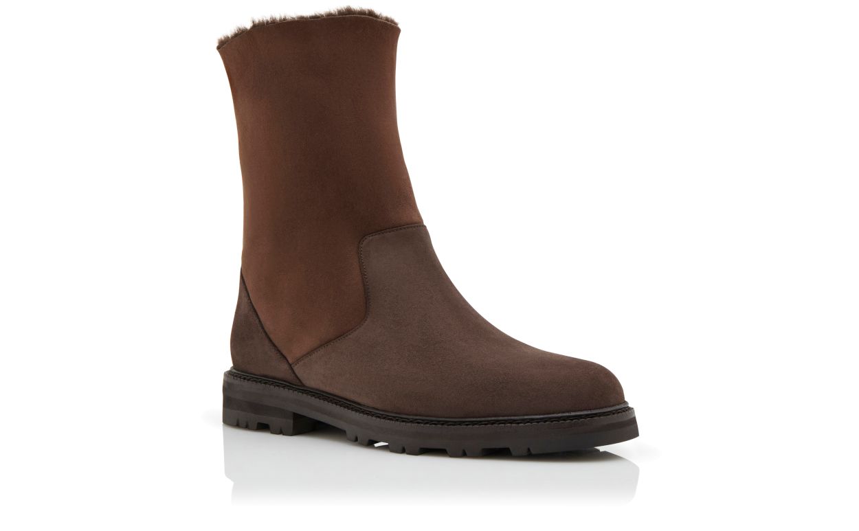 Dunkelbraune Wildleder-Stiefel bis Mittelknie