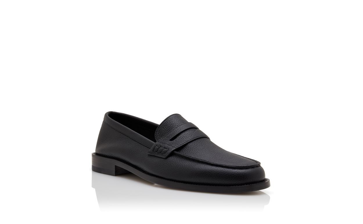 Schwarze Kalbleder Penny Loafers