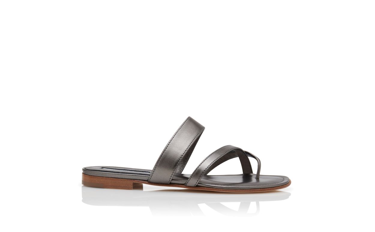 Graphit Nappa-Leder-Plattform-Sandalen