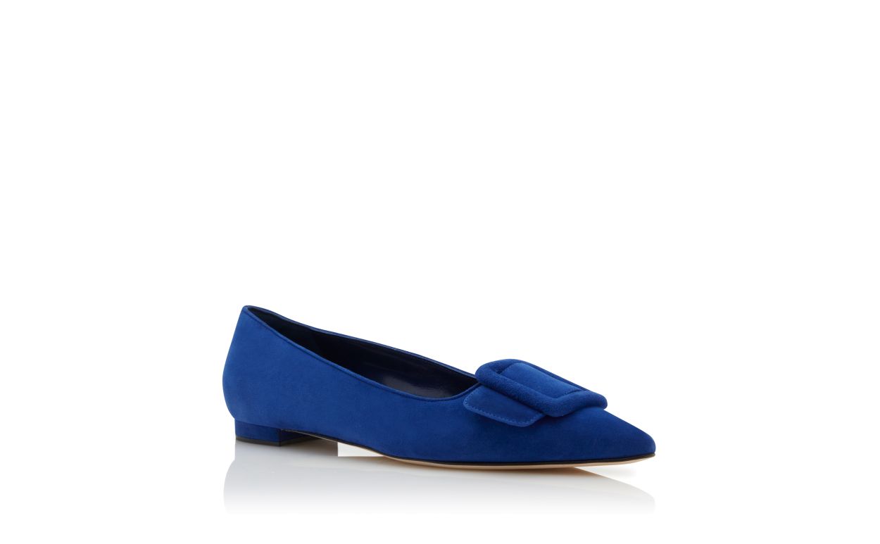 Blaue Leder-Pumps mit Schnallen-Detail