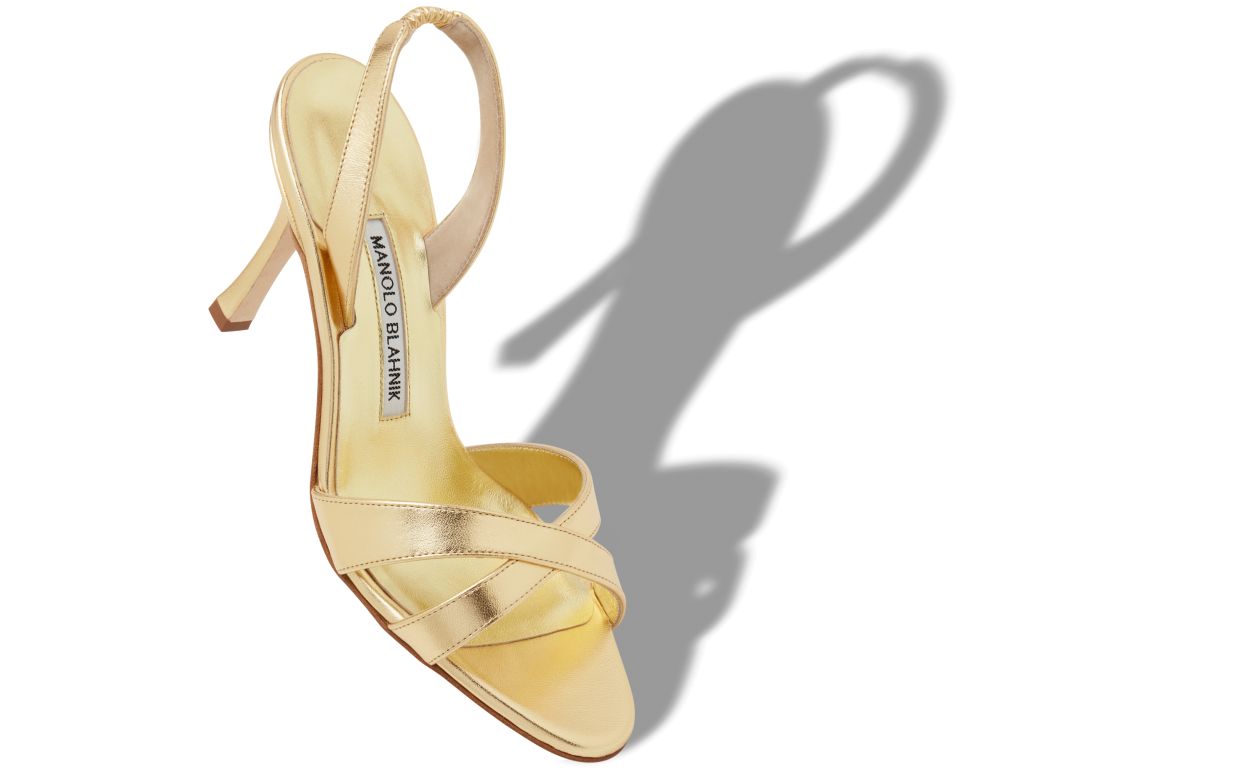 Gold Nappa-Leder-Slingback-Sandalen