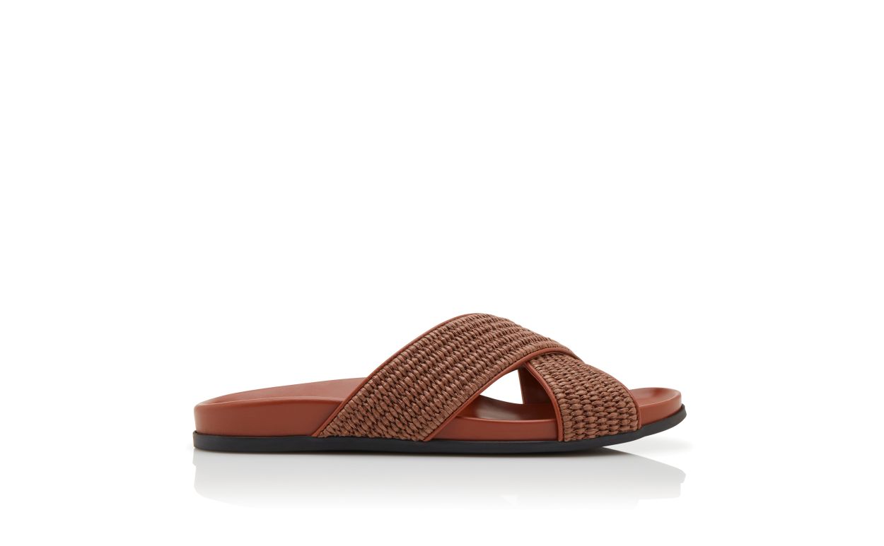 Dunkelbraune Raffia-Flachschuhe
