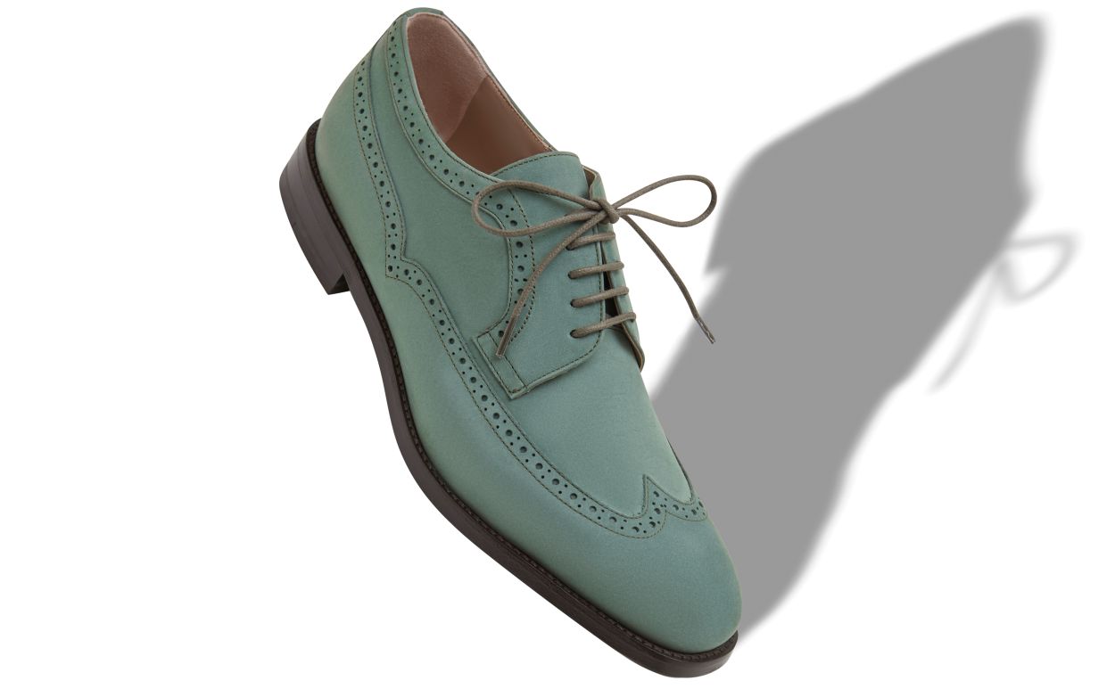 Dunkelgrüne Wildleder-Schnür-Oxfords