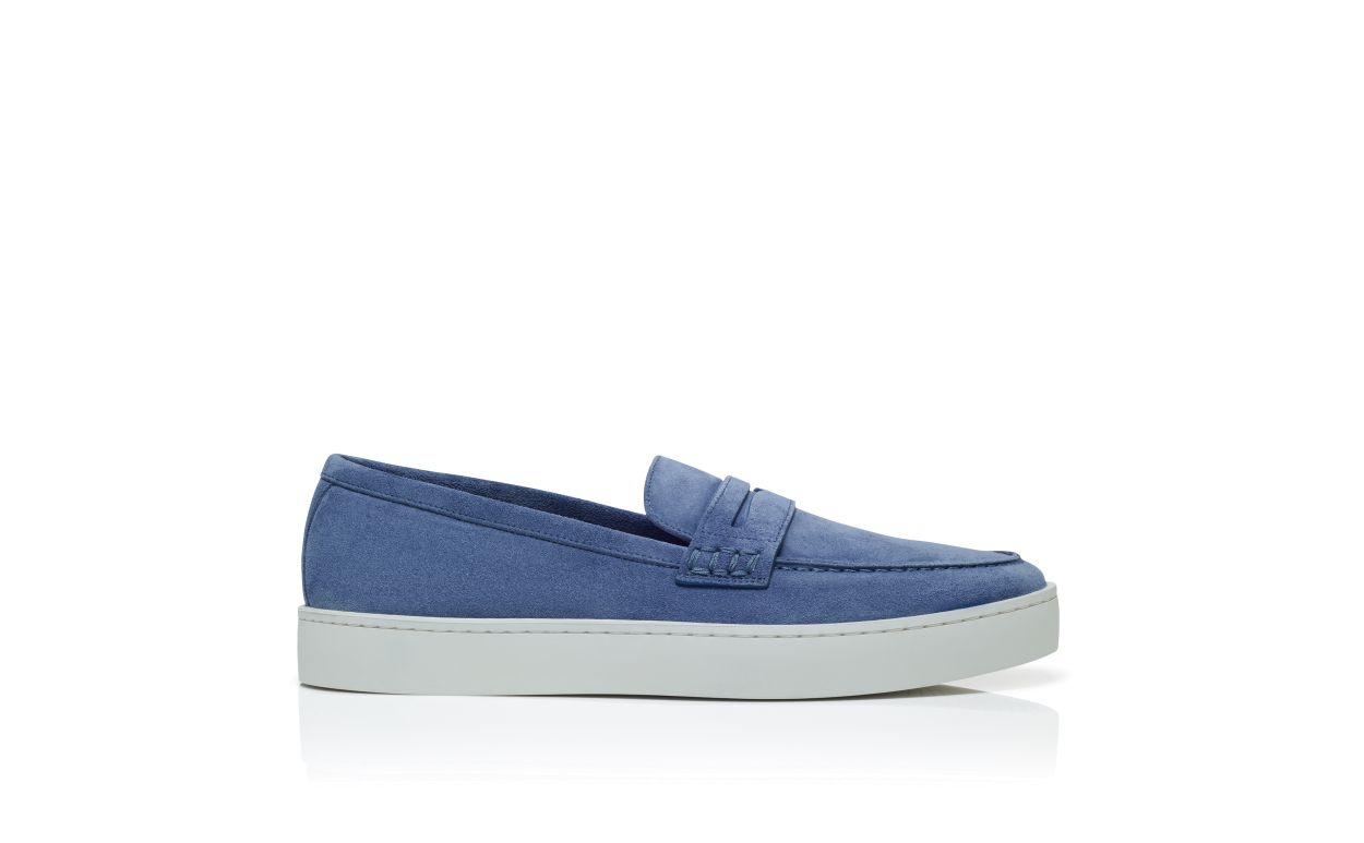 Blaue Suede Slip-On Loafers