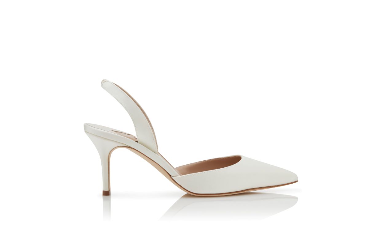 Helle Creme Satin-Slingback-Pumps
