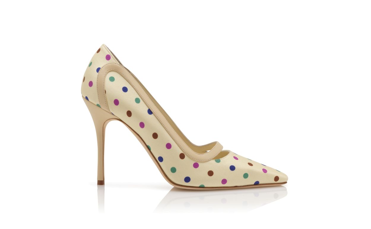 Cream Silk Pumps mit Punktdetail