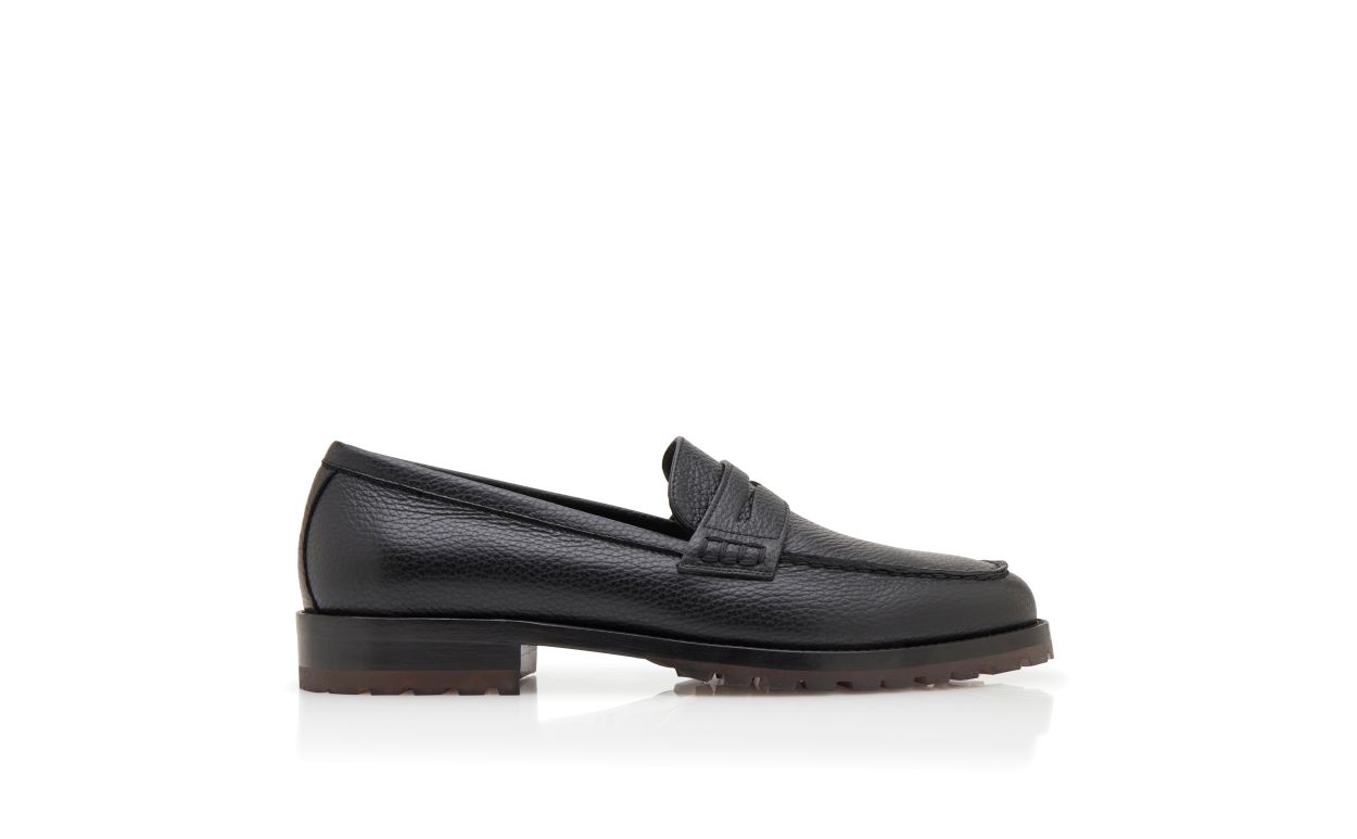 Schwarze Kalbsleder-Penny-Loafers