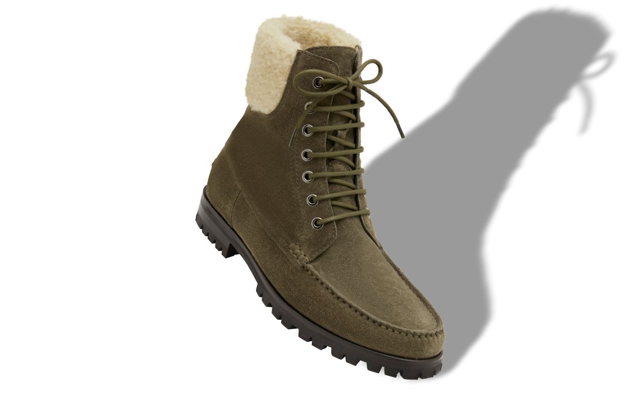 Dunkelgrüne Wildleder-Stiefeletten