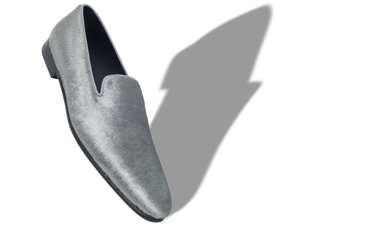 Silberne Kalbshaar-Laufschuhe