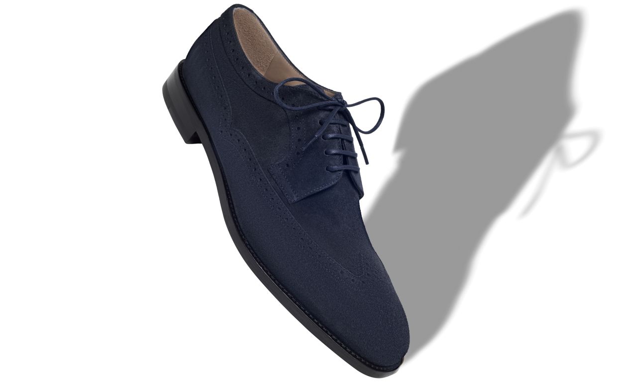 Marineblaues Wildleder-Schnür-Oxfords