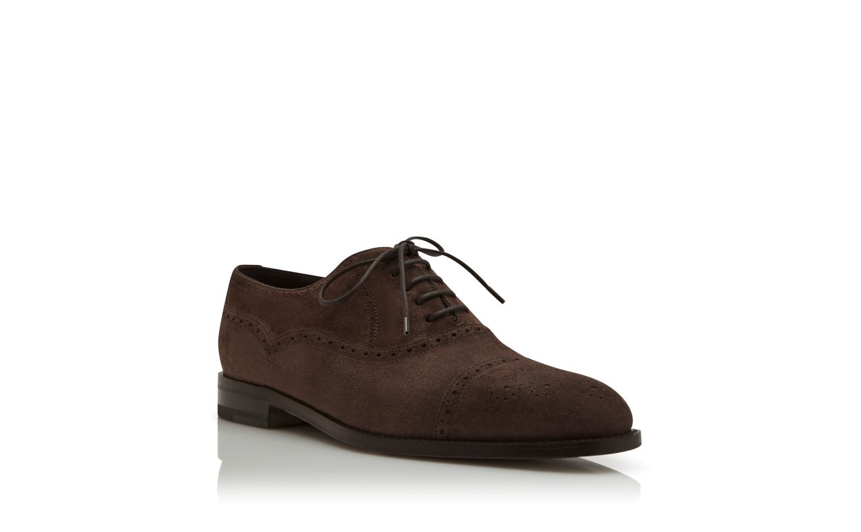 Dunkelbraunes Wildleder Cap-Toe-Oxfords